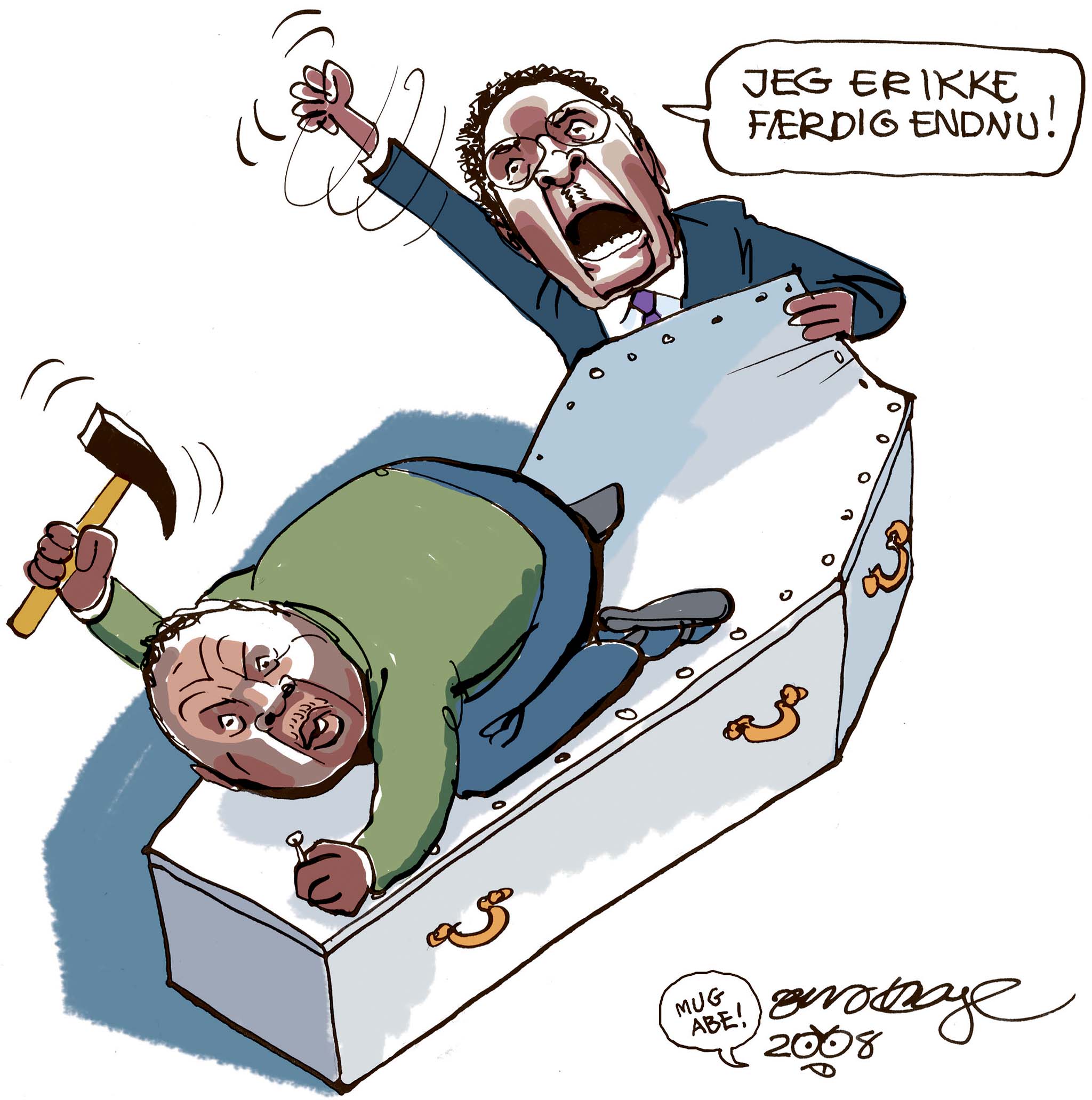 Satire tegning: Robert Mugabe kræver nu omtælling efter det uafklarede valg i Zimbabwe