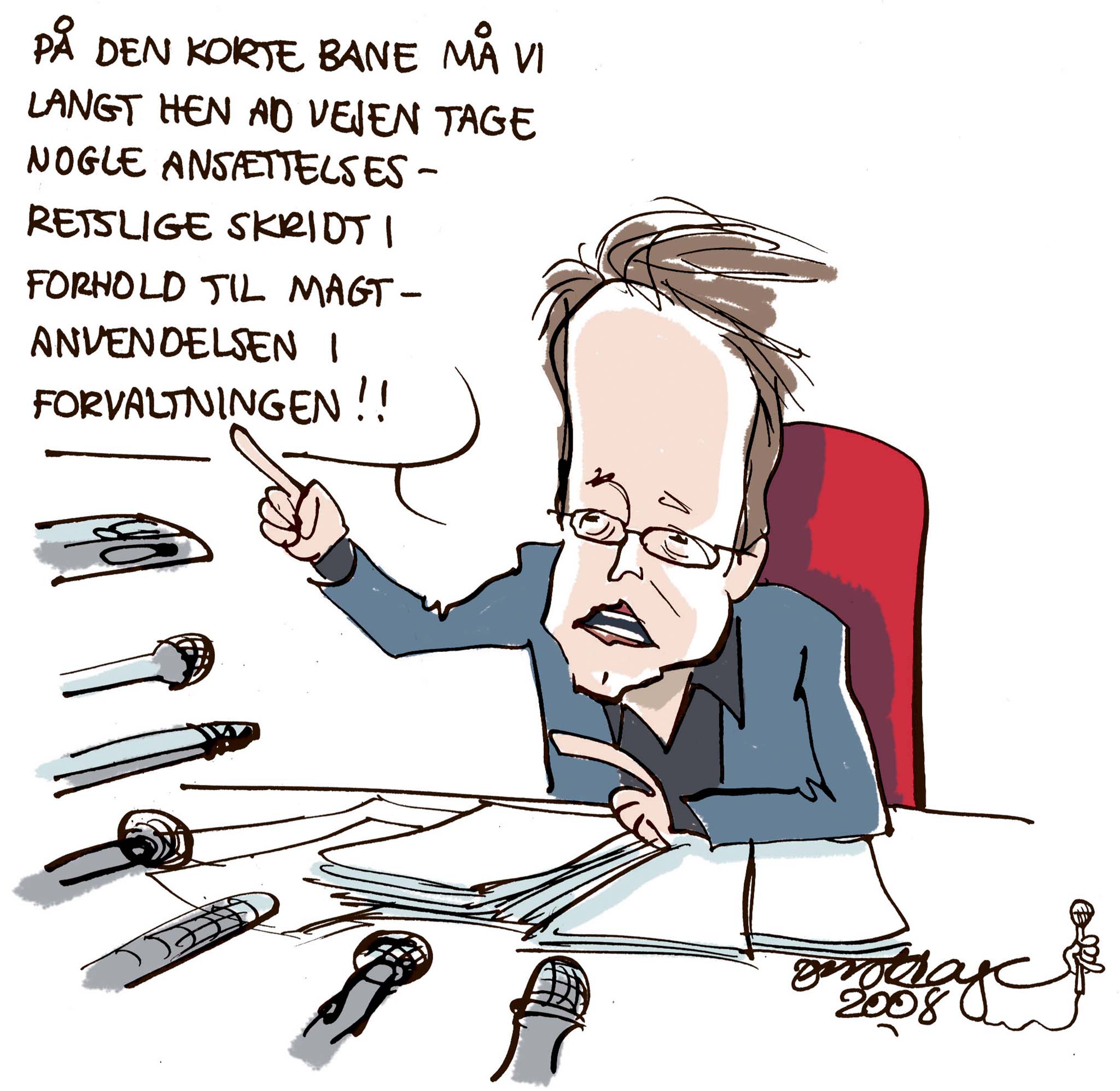 Satire tegning: Der er blevet talt mere, end der er blevet handlet i Københavns socialforvaltning.