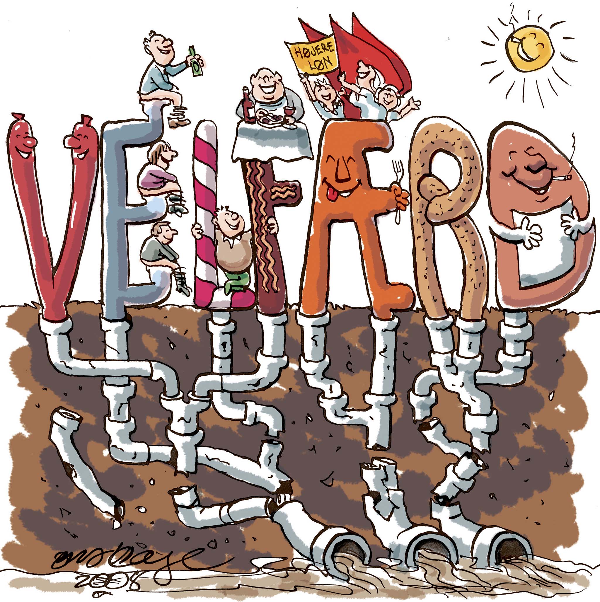 Satire tegning: Vores kloaknet forfalder.