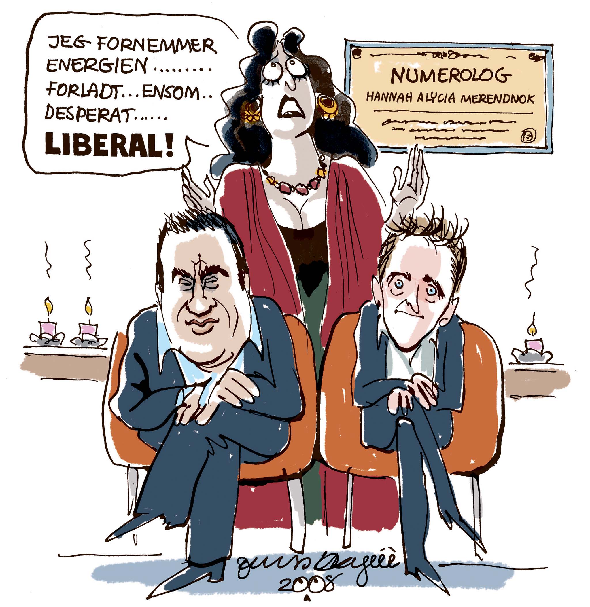 Satire tegning: Ny Alliance overvejer at skifte partinavn.