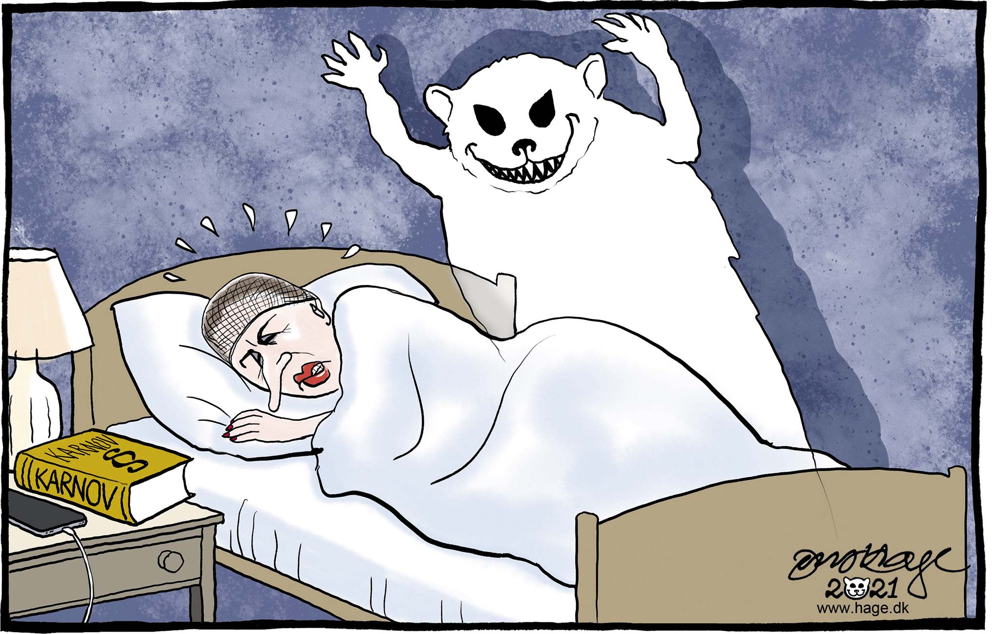 Satire tegning: Efterårets afhøringer i Minkkommissionen er i fuld gang.