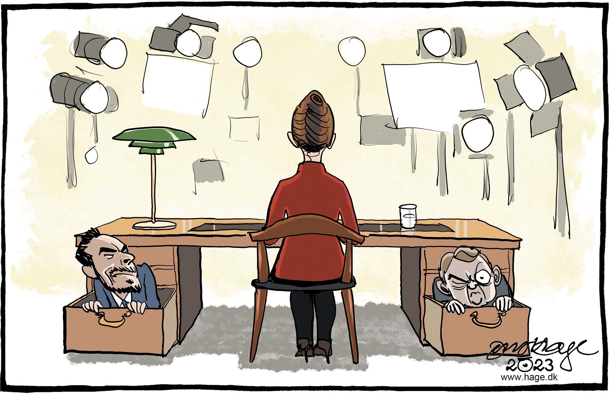 Satire tegning: Det var svært at få øje på de to andre regeringspartier i statsministerens nytårstale.