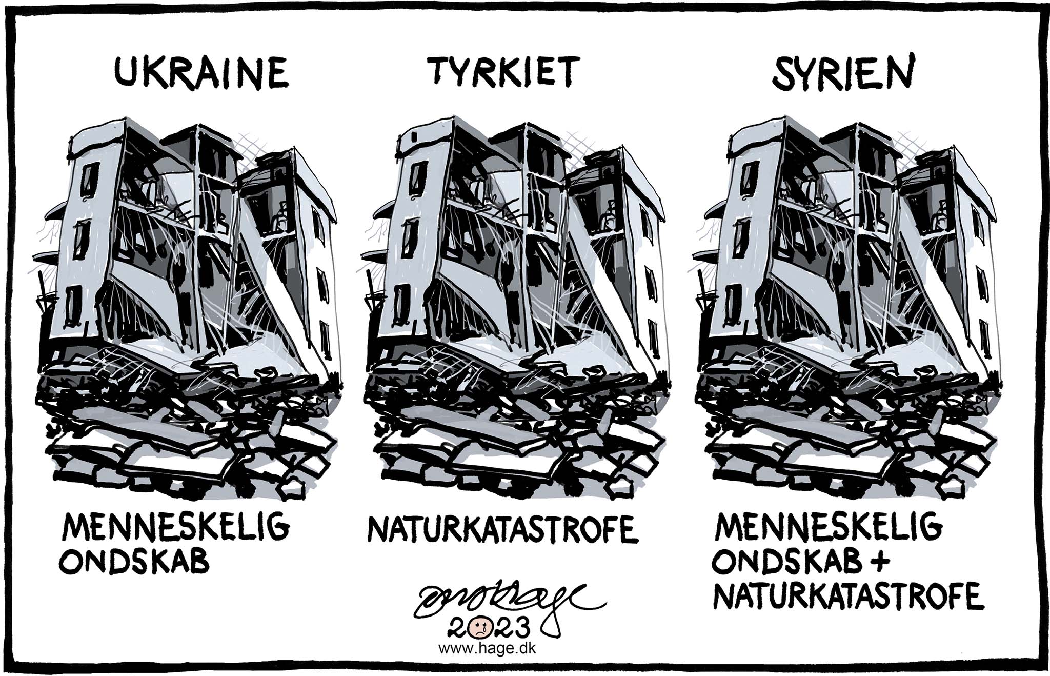 Satire tegning: Dette er en grum tegning, som ikke er spor morsom.