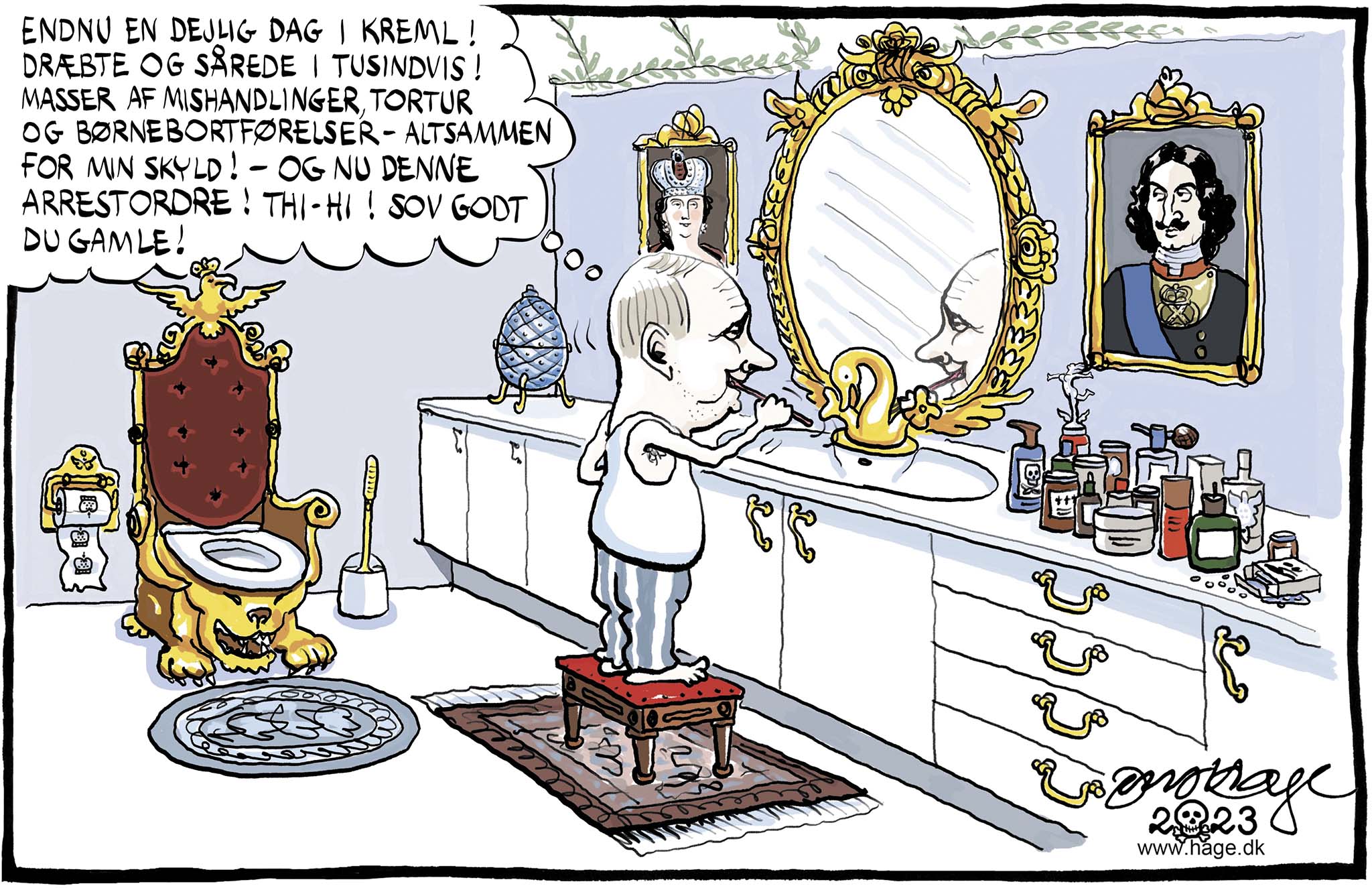 Satire tegning: Vestlige iagttagere er meget optaget af, hvad Putin tænker.