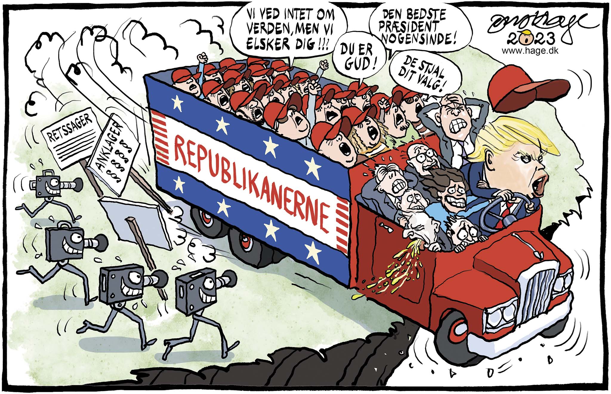 Satire tegning: Donald Trump har igen taget styringen over sit parti.