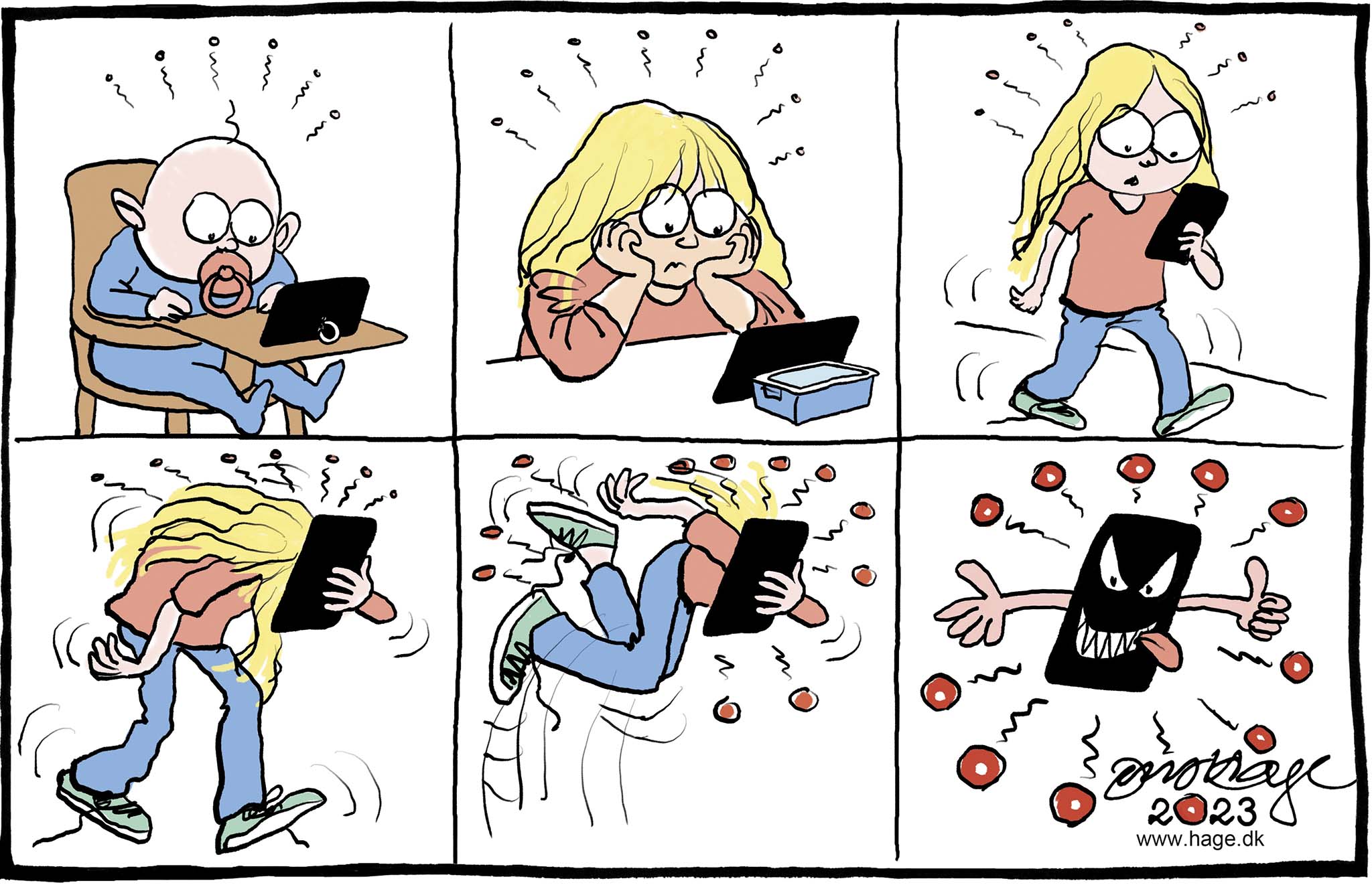 Satire tegning: Er vi ved at miste en hel generation af unge?