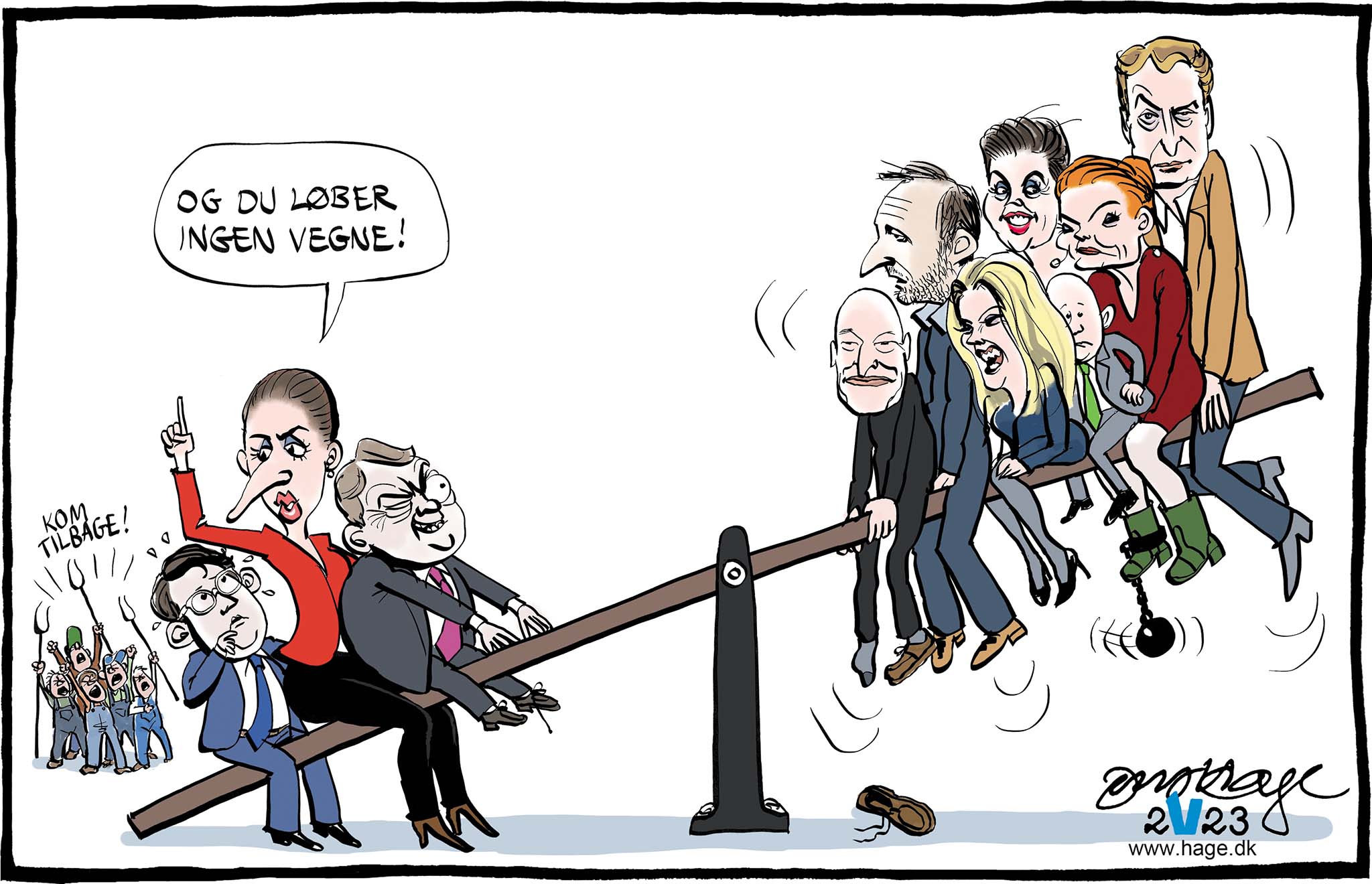 Satire tegning: De seneste meningsmålinger tegner ikke godt for regeringen.