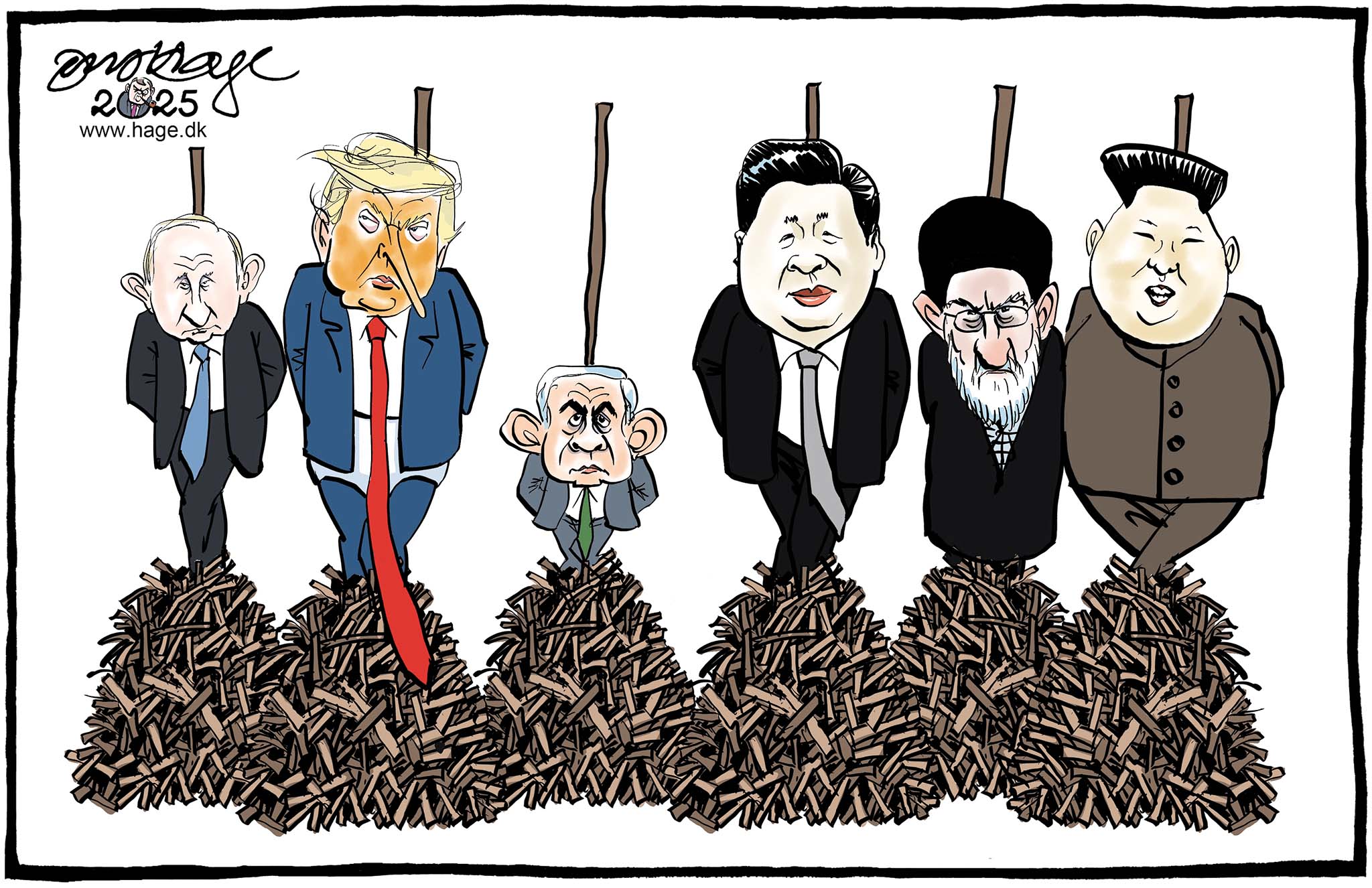 Satire tegning: I morgen kan vi futte alle vores hekse af.