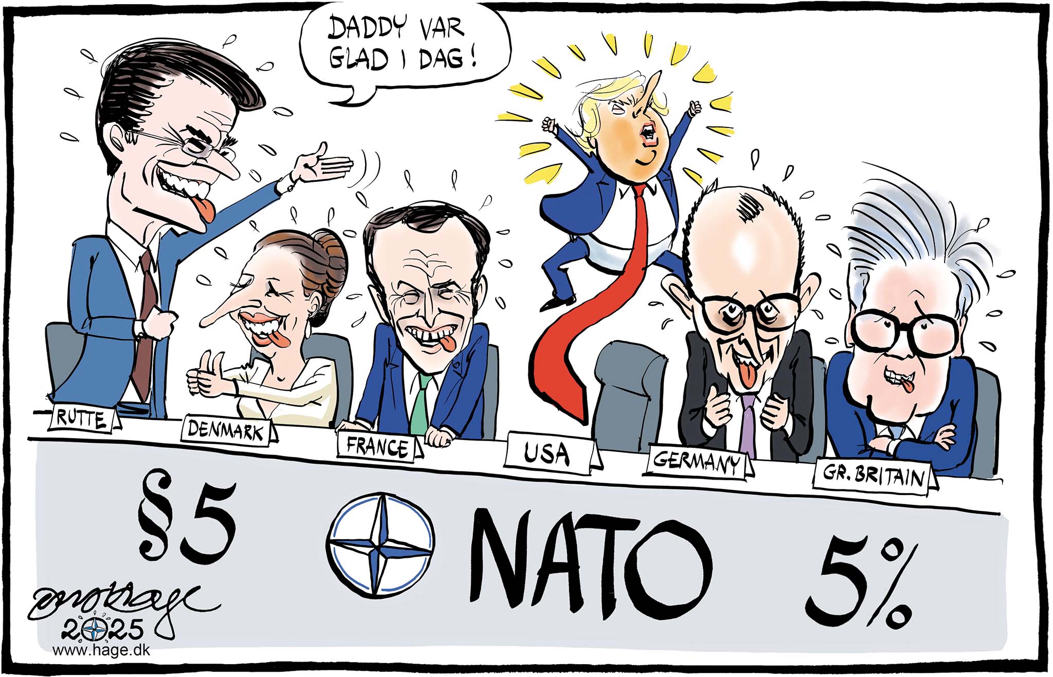 Satire tegning: NATO-topmødet endte i store smil.