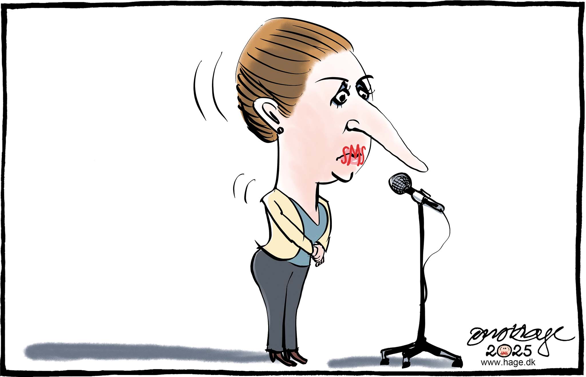 Satire tegning: Nye oplysninger har fået sagen om de slettede SMS'er til at blusse op igen.
