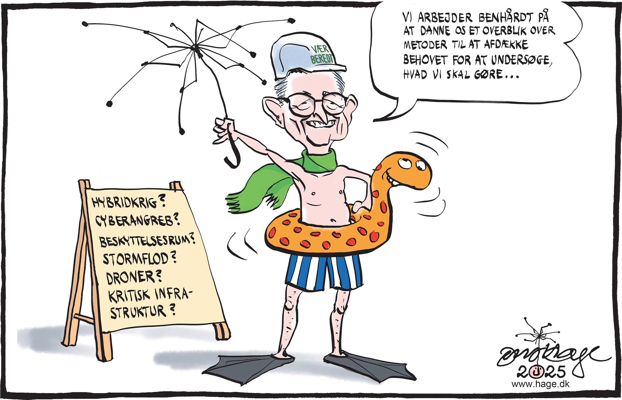 Satire tegning: Vi har en beredskabsminister, men vi ikke rigtig noget beredskab.