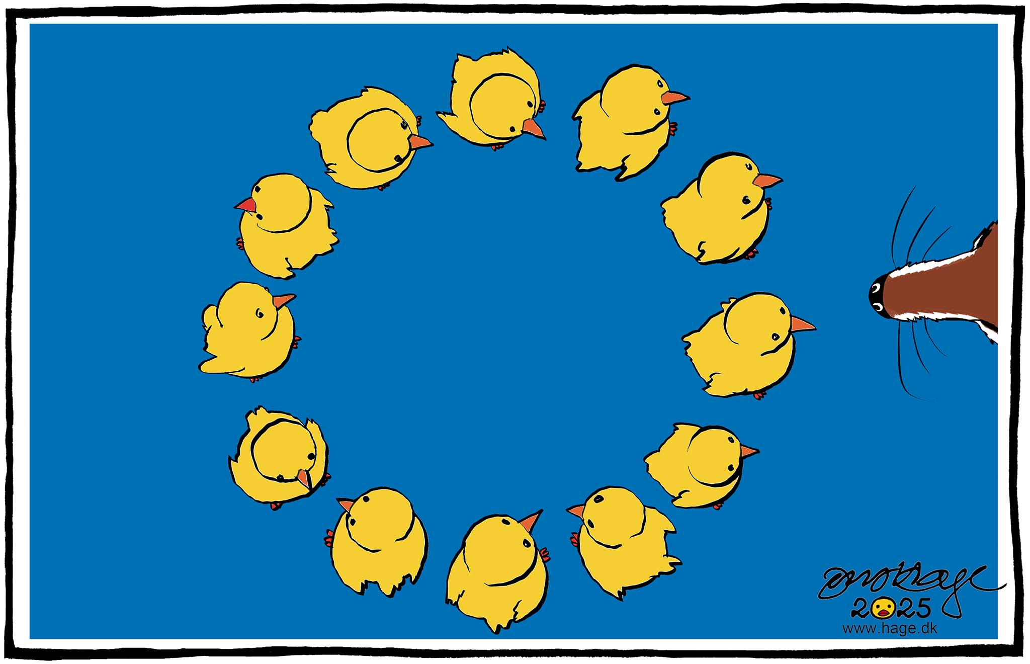 Satire tegning: Det er længe siden, vi har set EU udvise mod.