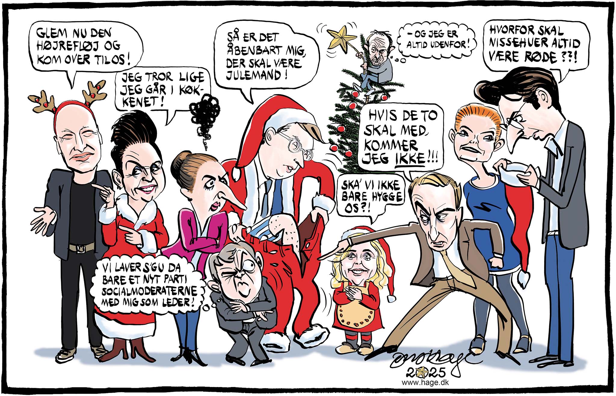 Satire tegning: Juletiden kan være svær at komme igennem for mange familier.