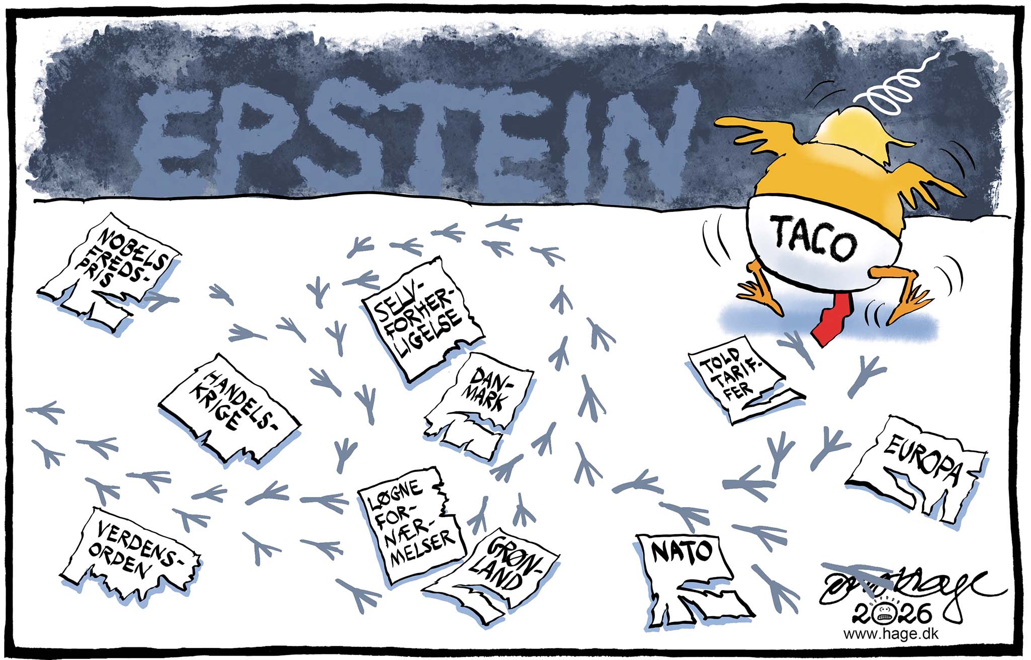 Satire tegning: Tilliden til den amerikanske præsident er nu efter mødet i Davos helt væk.