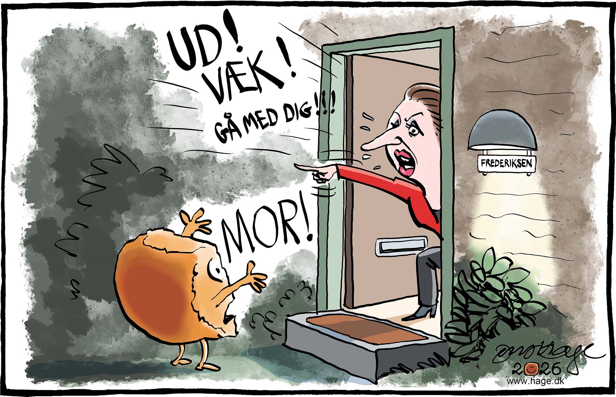 Satire tegning: Ingen vil stå til ansvar for idéen bag fjernelsen af Store Bededag.l