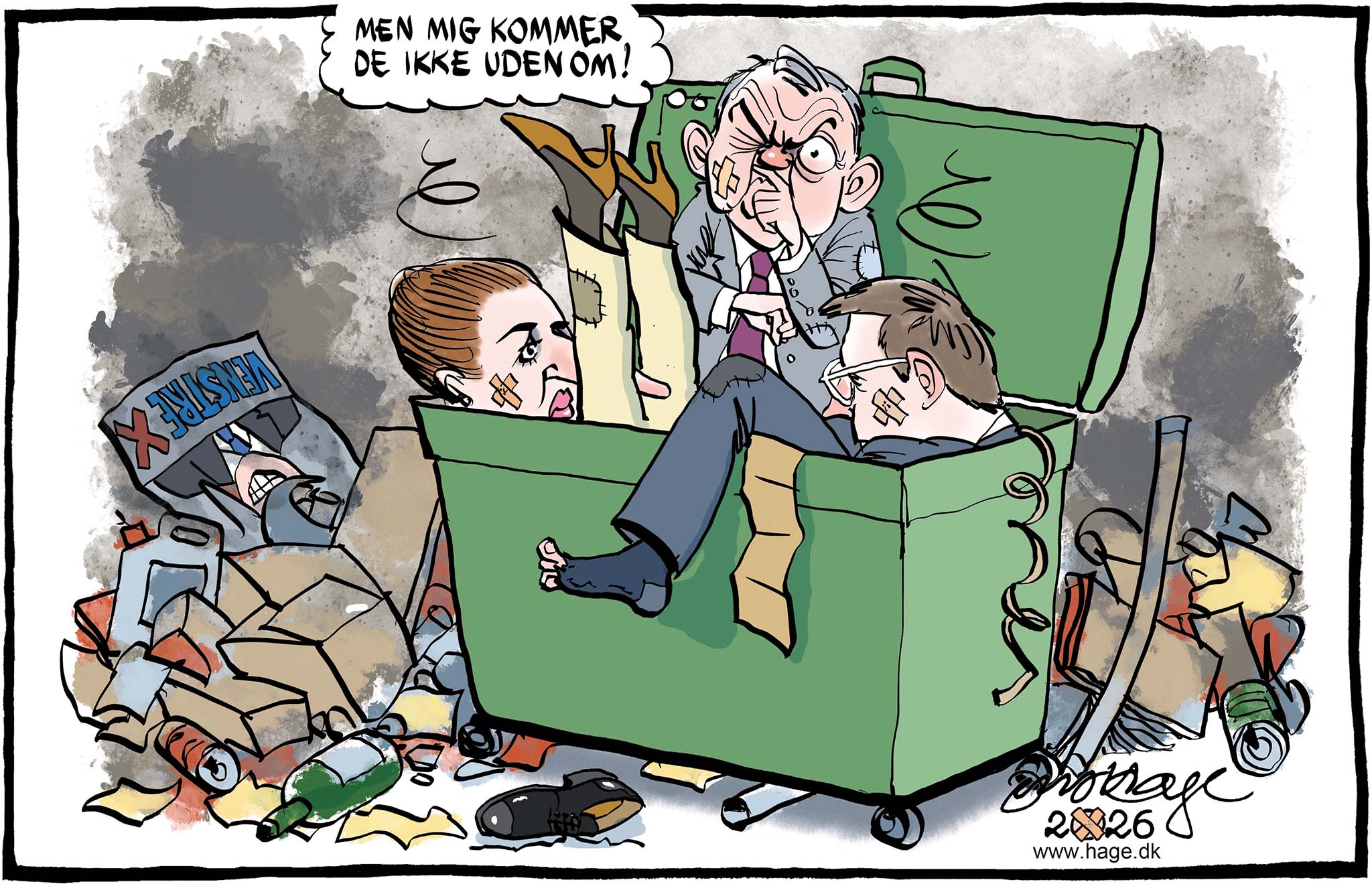 Satire tegning: Valget var snarere et fravalg af NOGEN, frem for et tilvalg af NOGET.