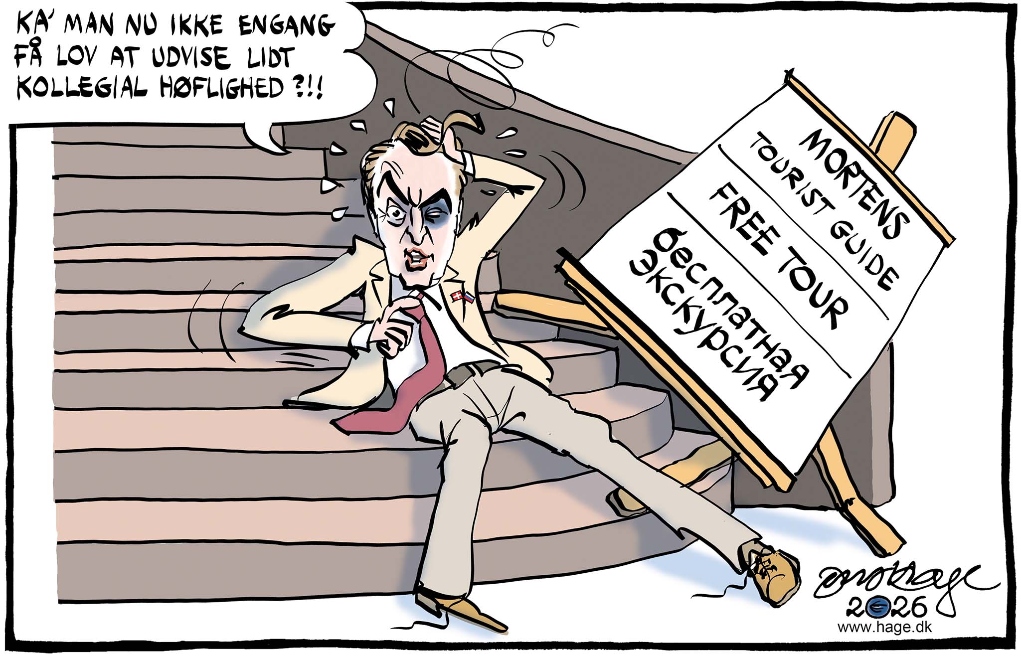 Satire tegning: Morten Messerschmidts dømmekraft er igen kommet i søgelyset.