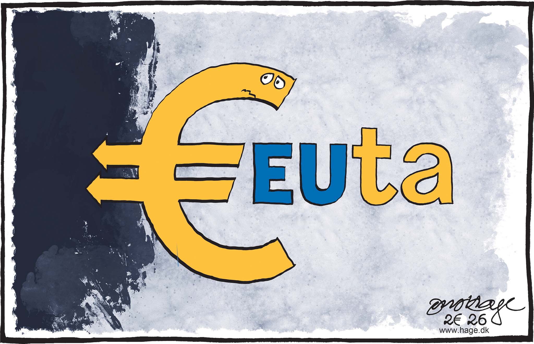 Satire tegning: De seneste dage har vist hvor svært, det kan blive at forsvare EU's ydre grænser effektivt.