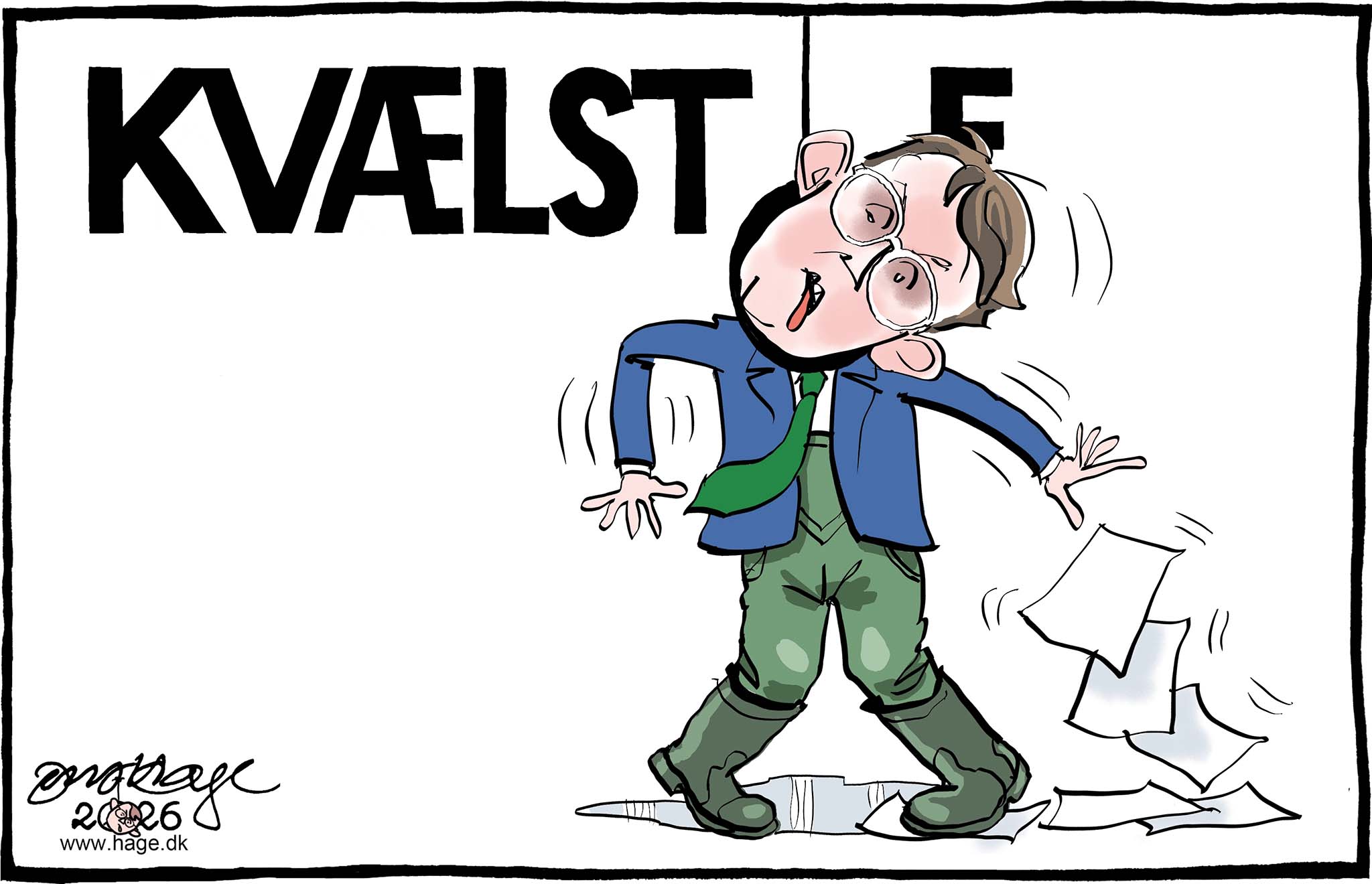 Satire tegning: Det har været en hård uge for Venstres formand.