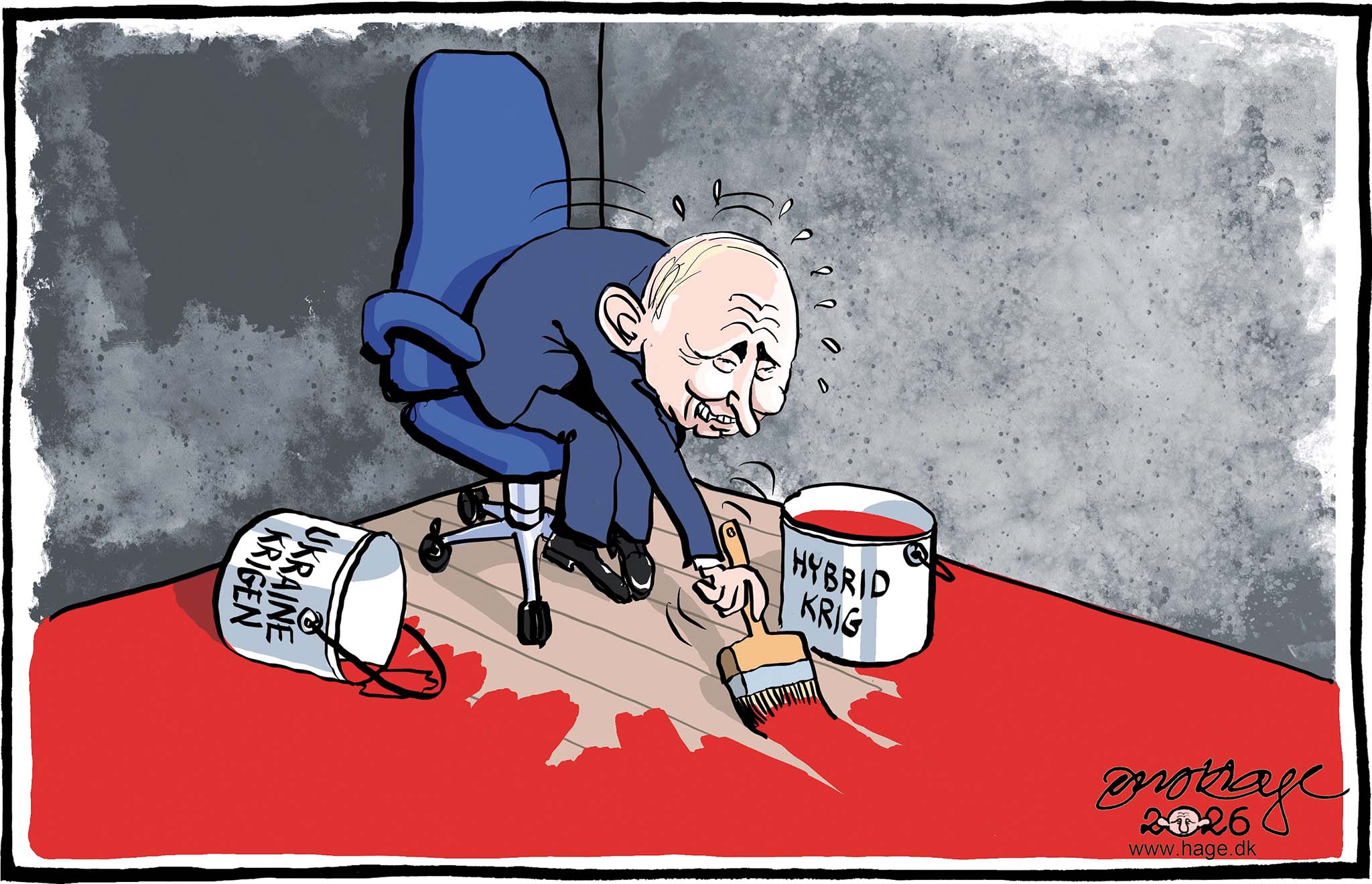 Satire tegning: Putin virker tiltagende desperat.